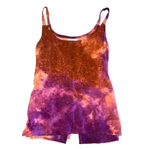 Artsy Y2K Boho Hand Dyed Tie Back Tank Earthcore Sunset L Festival Indiecore